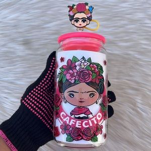 Frida Kalo glass can 16oz
